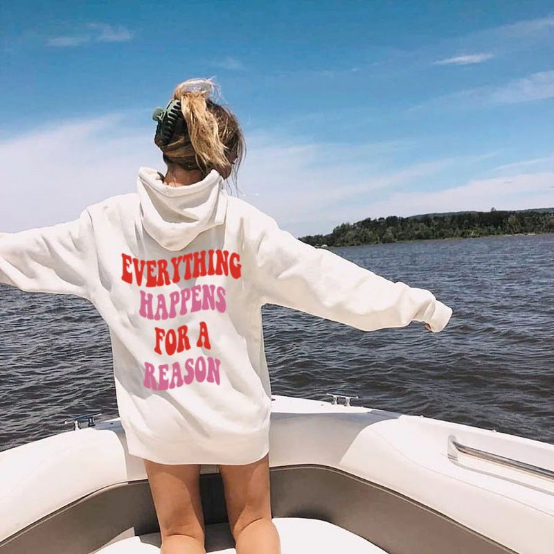 Inspirational Quote Graphic Fleece Pullover Hoodie