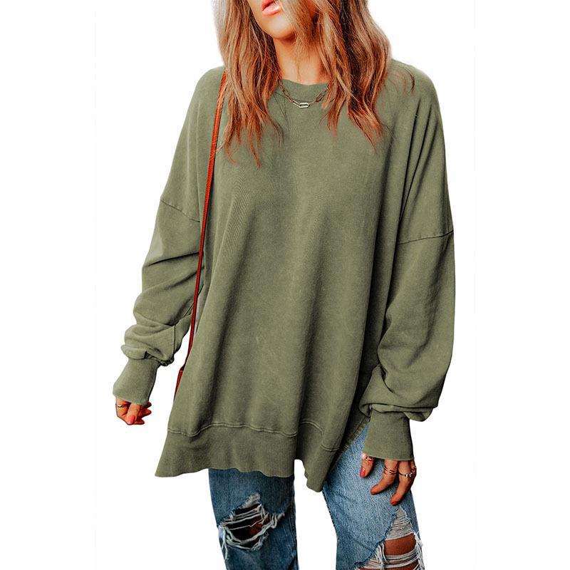 Women's Solid Loose Pullover Sweatshirt