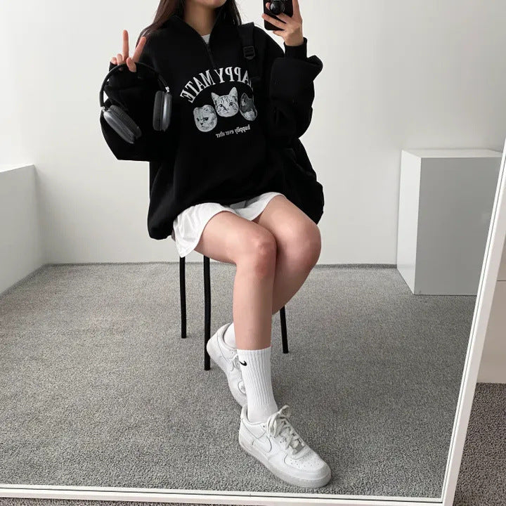 Plus Size Korean Style Pullover Hoodie