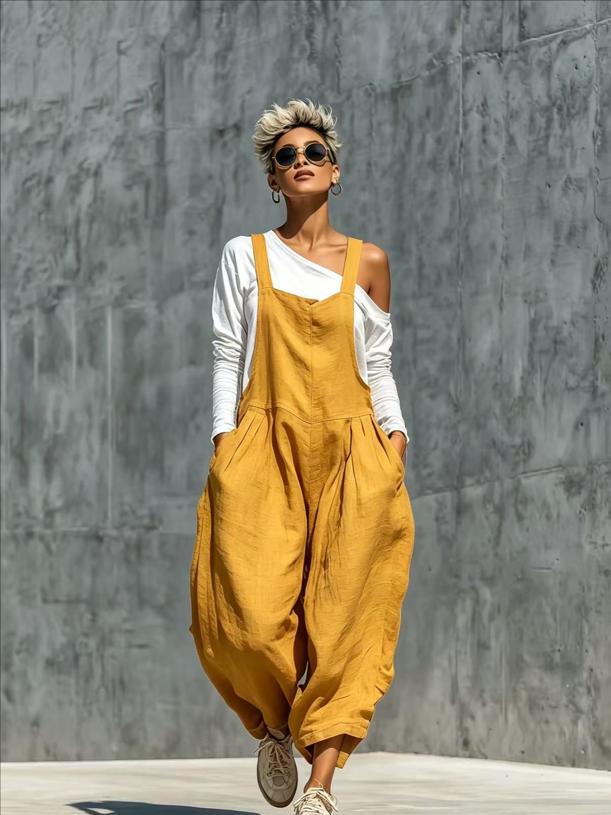 Women's Casual Loose-Fit Wide-Leg Jumpsuit