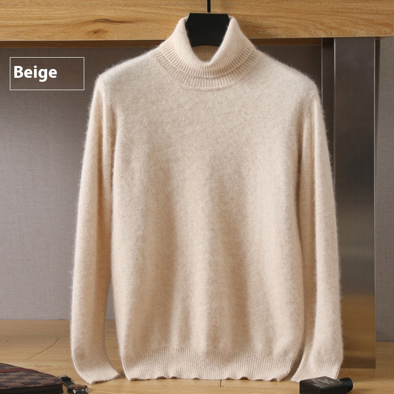 Men's Cozy High-Collar Solid Pullover Sweater