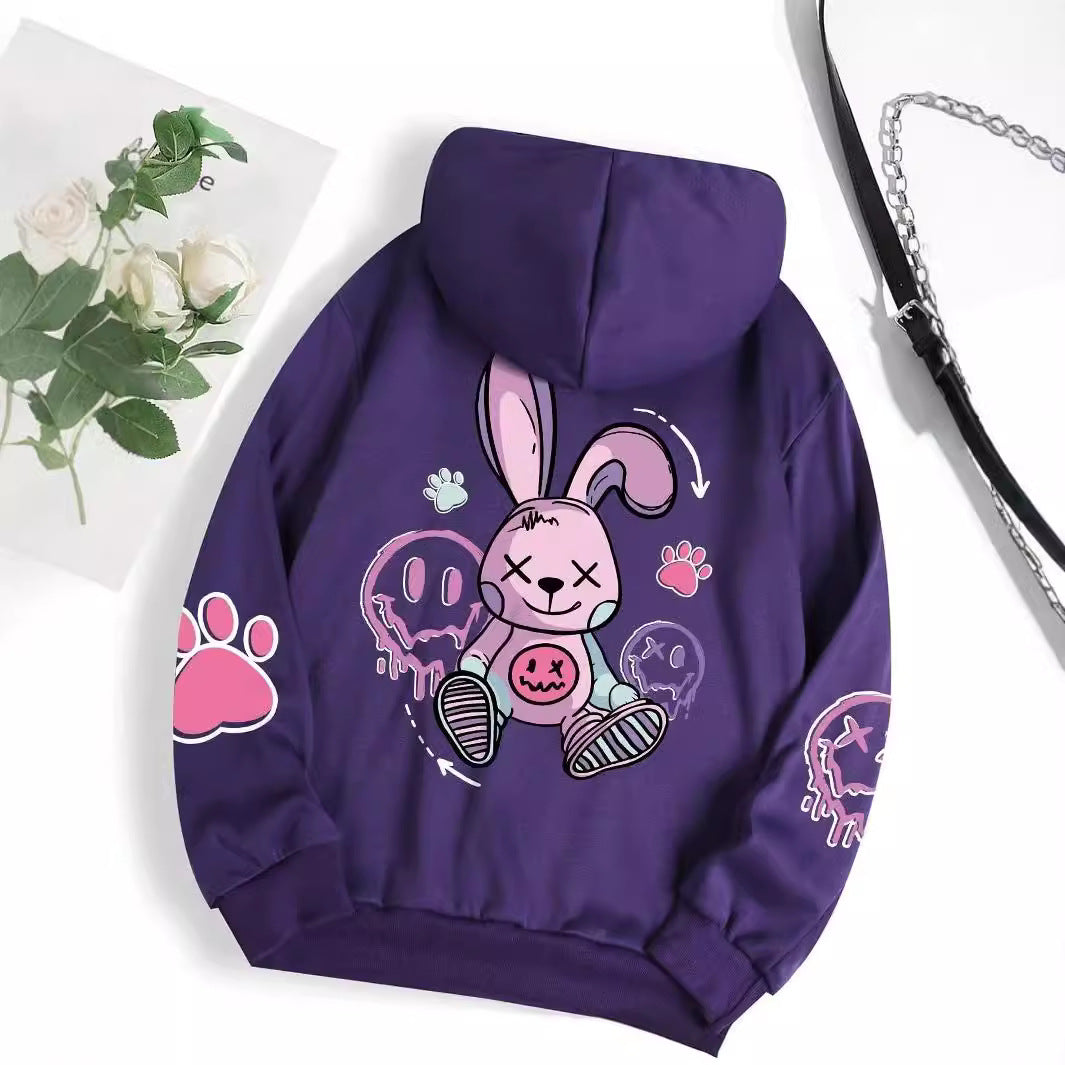 Casual Drop-Shoulder Printed Hoodie for Women