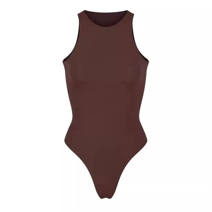 Solid Color Sleeveless Tight High Elastic One-piece Vest For Women