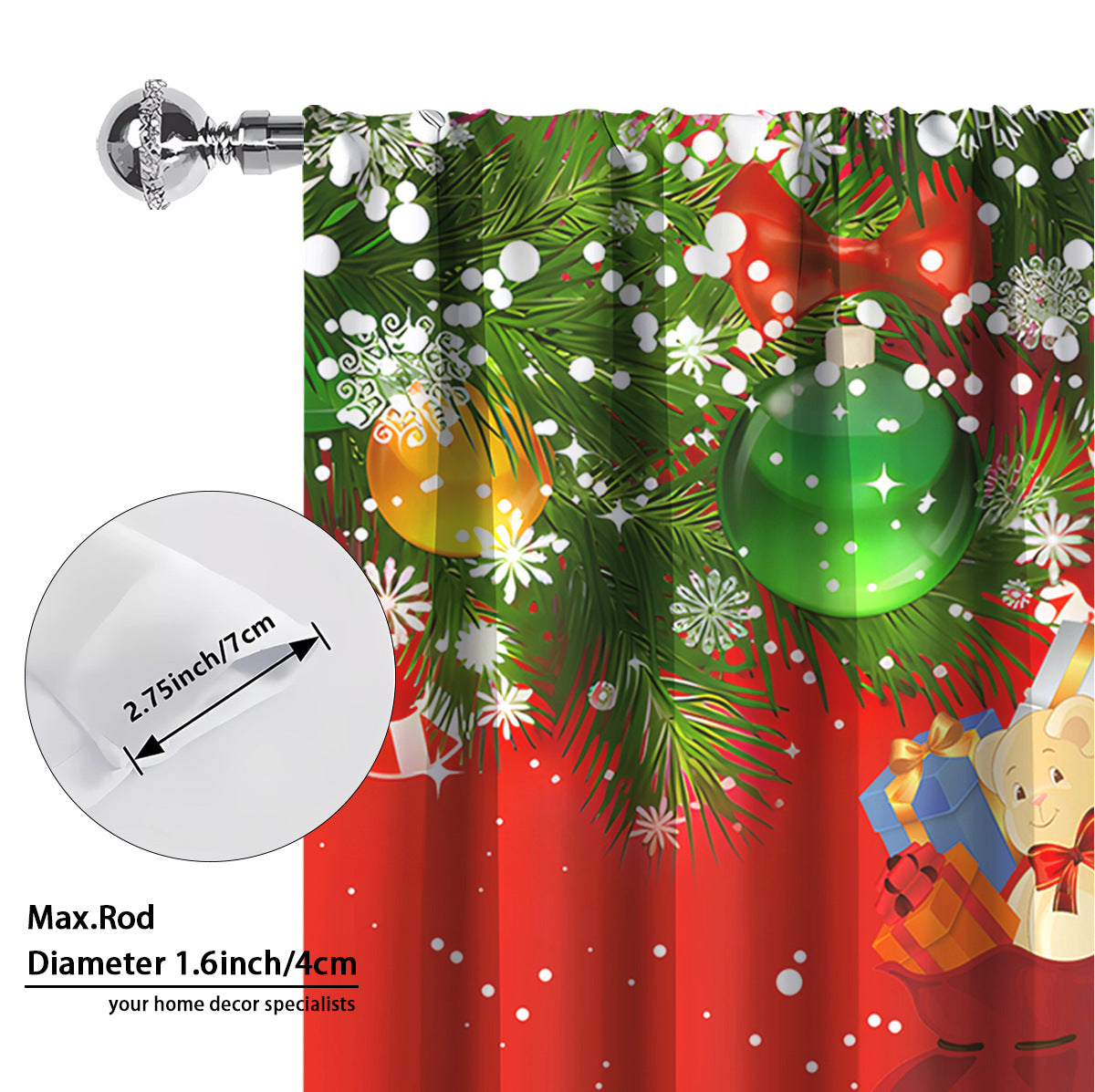 3d Digital Printed Christmas Curtains
