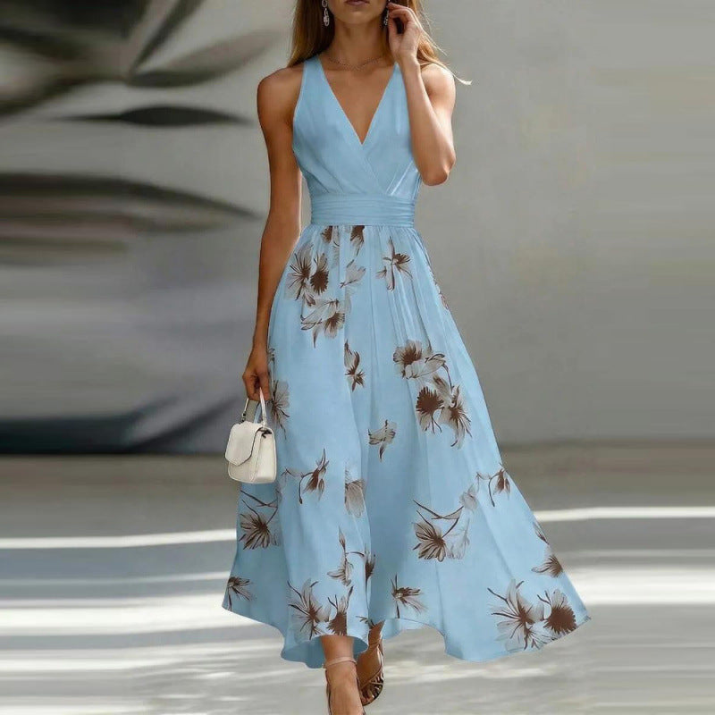 2026 Summer New European and American Cross-border Sexy V-neck Flor…