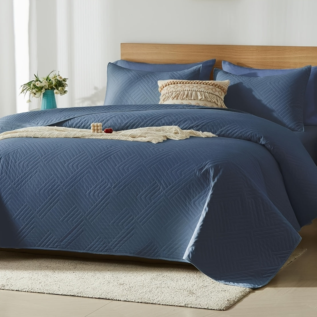 2/3pcs Quilt Set Bedspreads - Soft Cool & Refreshing Summer Quilt Lightweight Microfiber Bedspread - Modern Style Coin Pattern Coverlet For All Seasons - Gifts For The Family