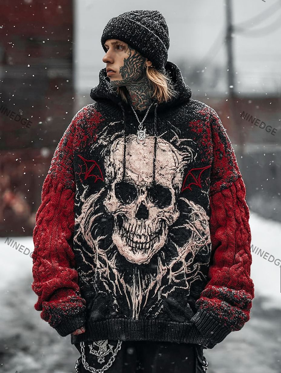 Autumnwinter Hooded Knitwear 3d Digital Print Unisex Crew-neck Pullover Sweater for Men and Women