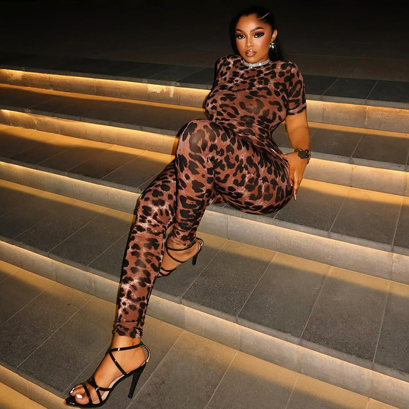 Leopard Print Waist-Cinching Pencil Pants