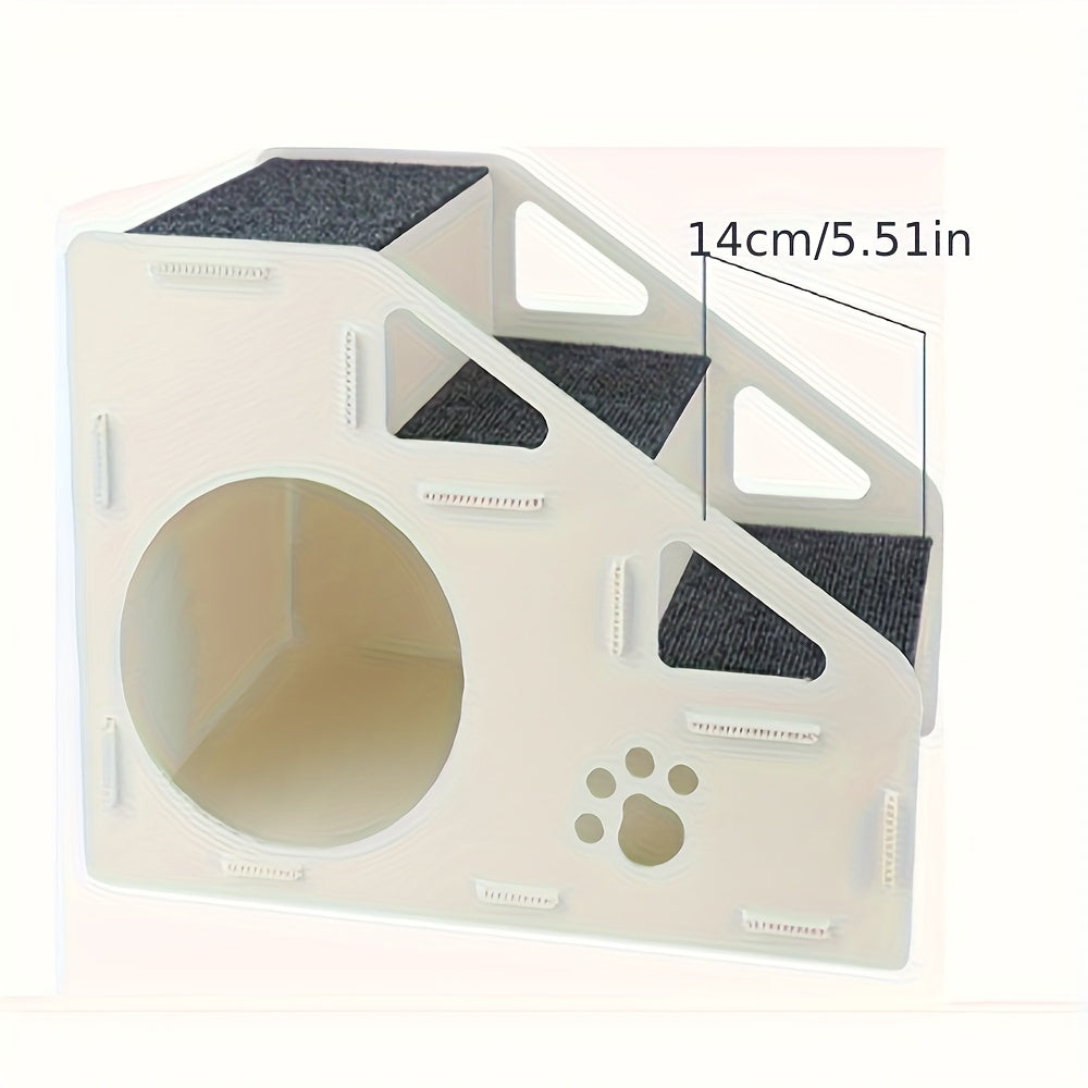 3-tier Indoor Pet Stairs With Integrated Cat Ladder, Thickened Non-slip Step Design For Dogs & Cats, Space-saving Sofa Bed Climbing Frame, Durable Polyethylene Construction, Pet Stairs For Dogs,