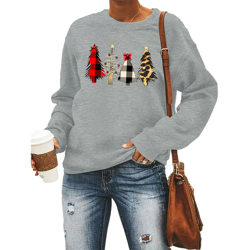 Festive Women's Christmas Print Long Sleeve Pullover Sweater