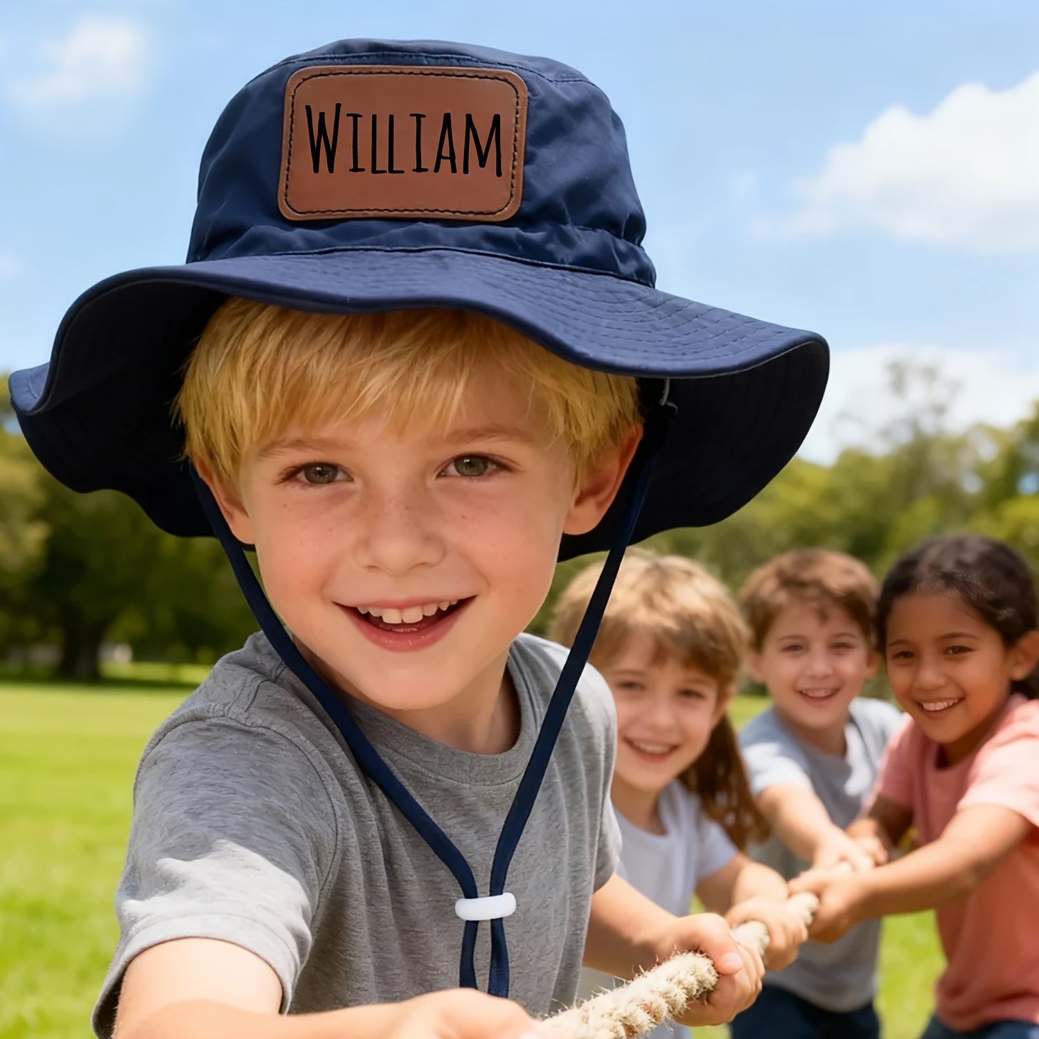 Lightweight Foldable Fisherman Hat for Kids with Personalized Name Tag