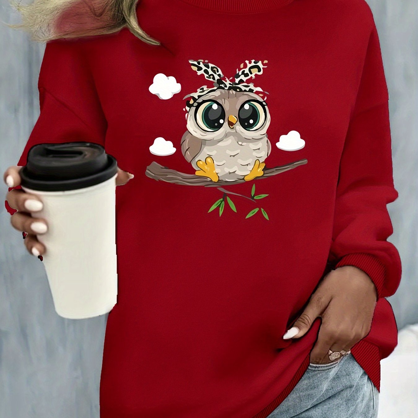 Plus Size Women's Crew Neck Sweatshirt