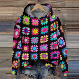 Festive Christmas Holiday Casual Printed Hoodie Sweater