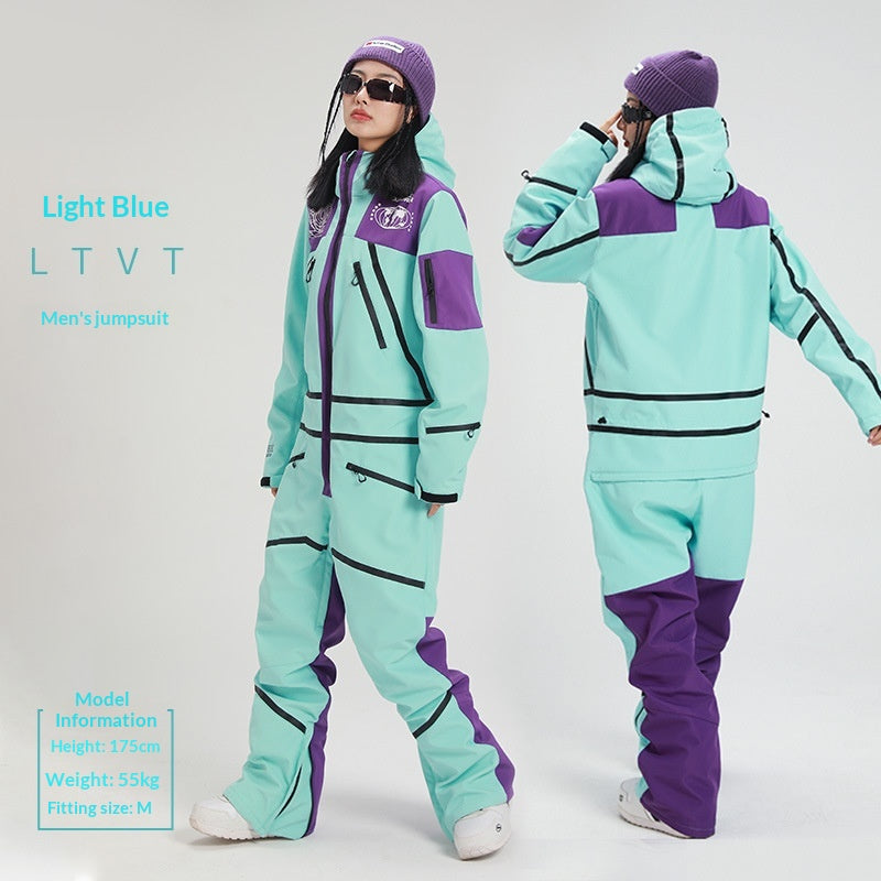 Waterproof Windproof One-Piece Ski Suit for Winter