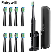 Electric Toothbrush with Rechargeable USB Base and 8 Replaceable Heads
