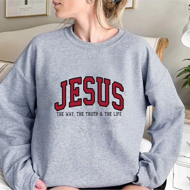 Chic Letter Print Cotton Pullover Sweatshirt