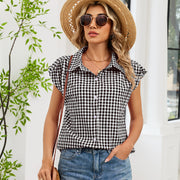 Casual Plaid Sleeveless Loose Shirt Top For Women