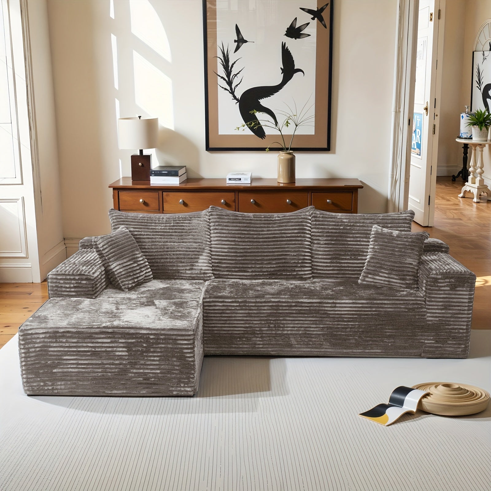 Modern Modular L-Shaped Sectional Sofa Set with Chaise Lounge