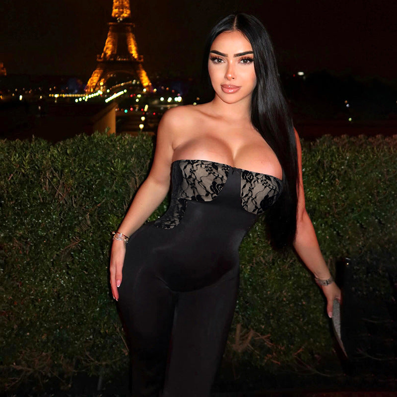 Women's Backless Tube Top Jumpsuit