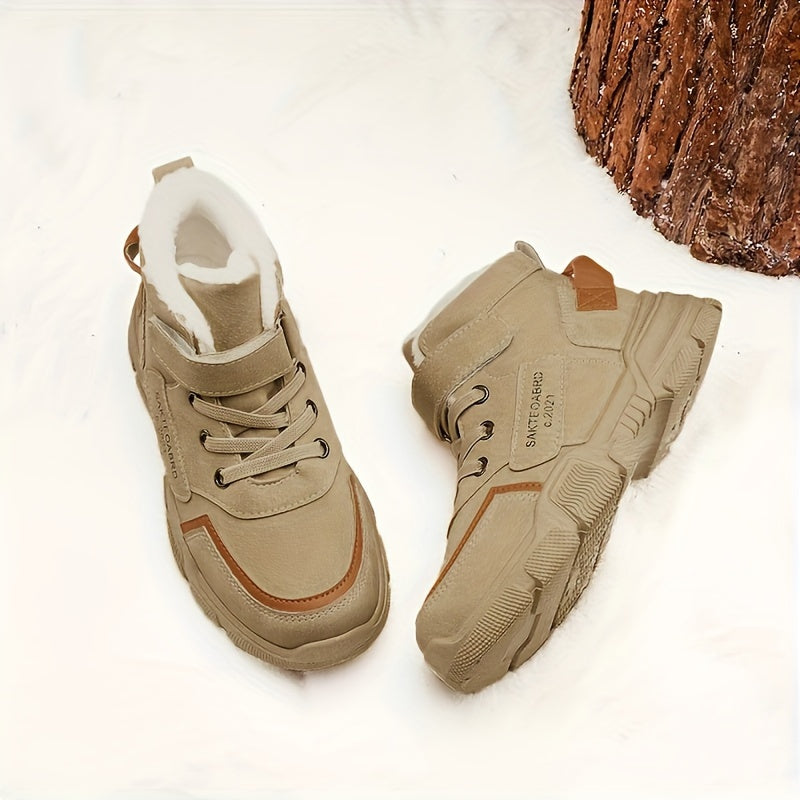 Boys Winter Boots with Warm Fleece Lining, Casual Stylish Snow Boot