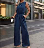 Womens Sleeveless Minimalist High-Waisted Jumpsuit