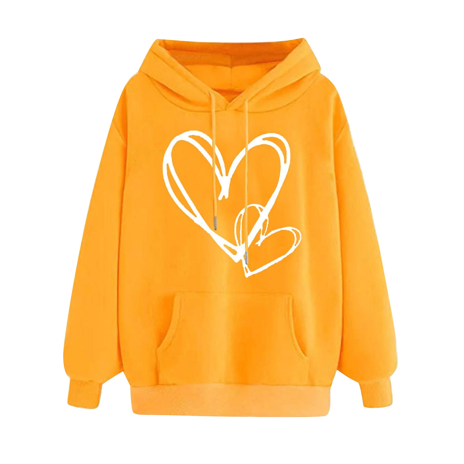 Matching Heart Print Long-Sleeve Couple Hoodies