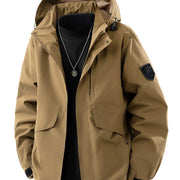 Unisex Detachable Hooded Cargo Jacket with Multi-Pocket Design