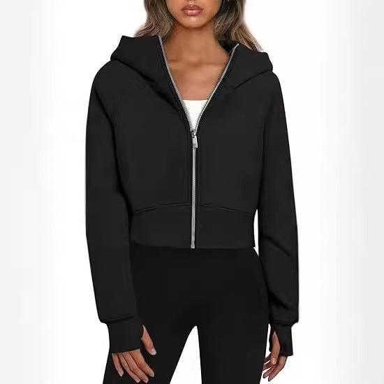 Cozy Fleece Zip-Up Hooded Sweatshirt for Women