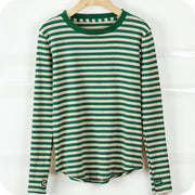 Women's Long Sleeve Striped Crewneck Top
