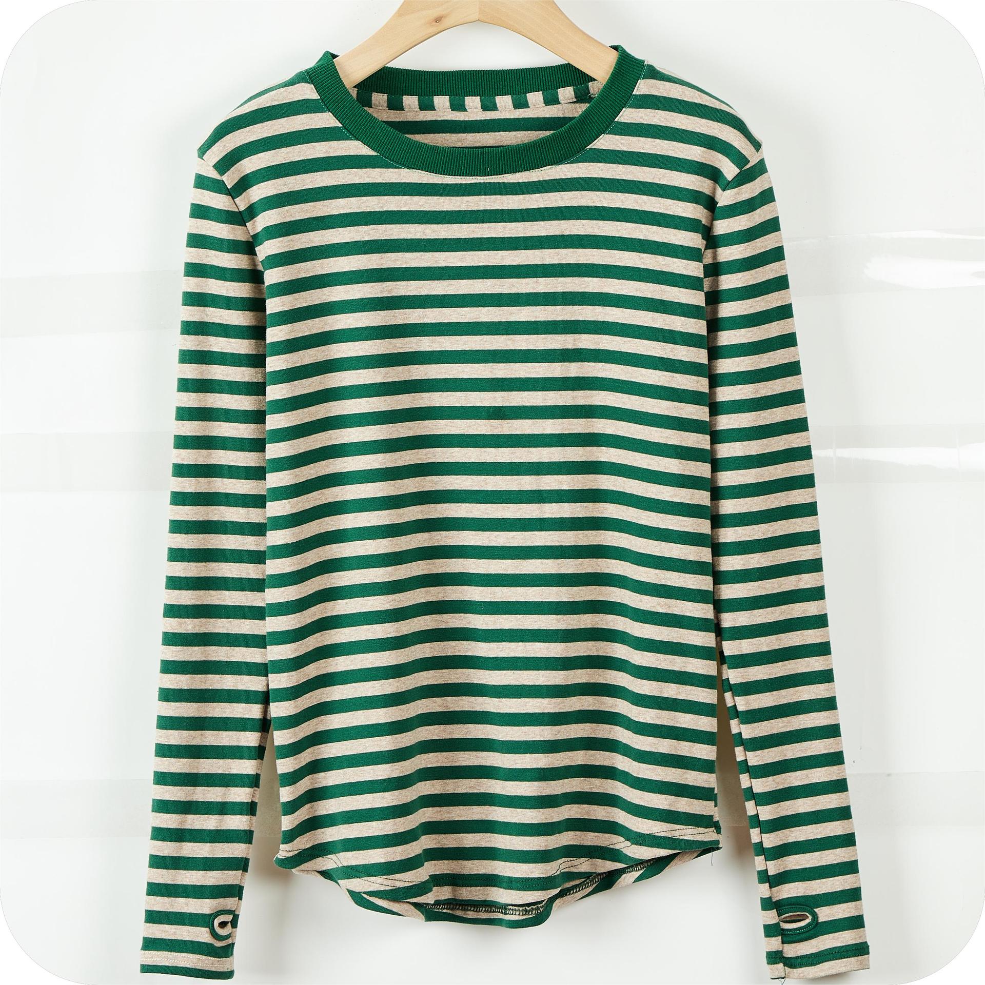 Women's Long Sleeve Striped Crewneck Top