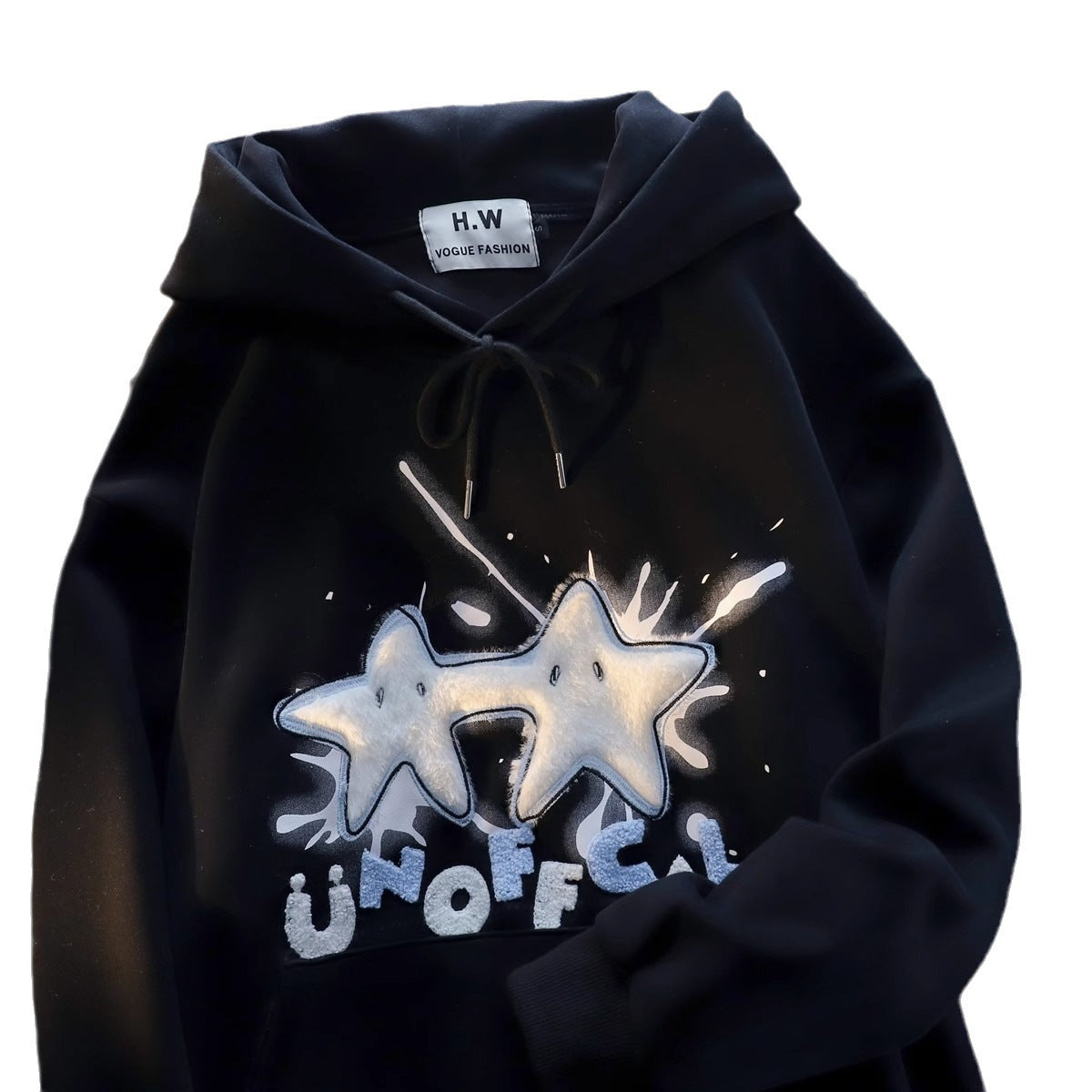 Women's Streetwear Flocked Star Graphic Hoodie