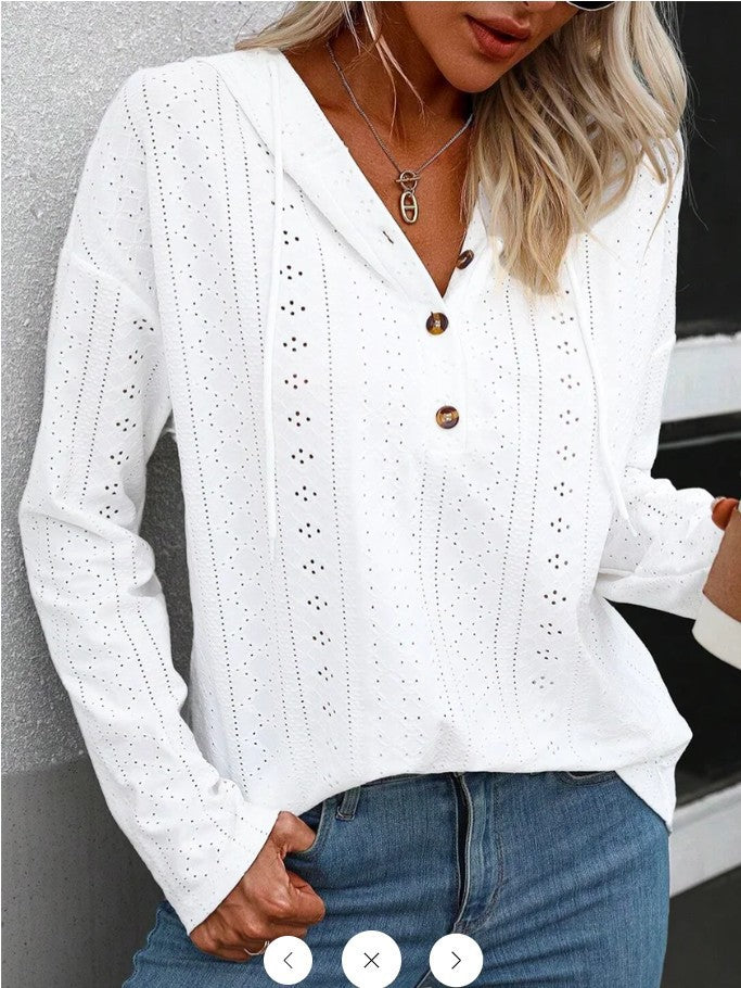 Chic Hollow Knit Long-Sleeve Sweater for Women