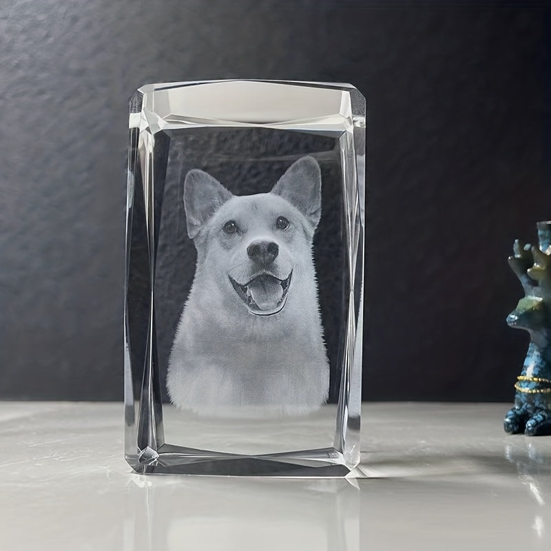 Personalized Custom Crystal Photo Sculpture, Pet Cat and Dog Picture Crystal Decoration for Bedroom and Living Room, Perfect for Valentine's Day, Thanksgiving, Father's Day, Mother's Day, Easter…