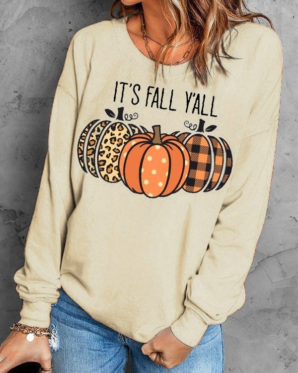 Women's Halloween Pumpkin Print Pullover Sweater