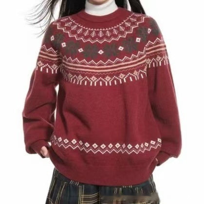 Round-neck Knitted Sweater for Fall and Winter