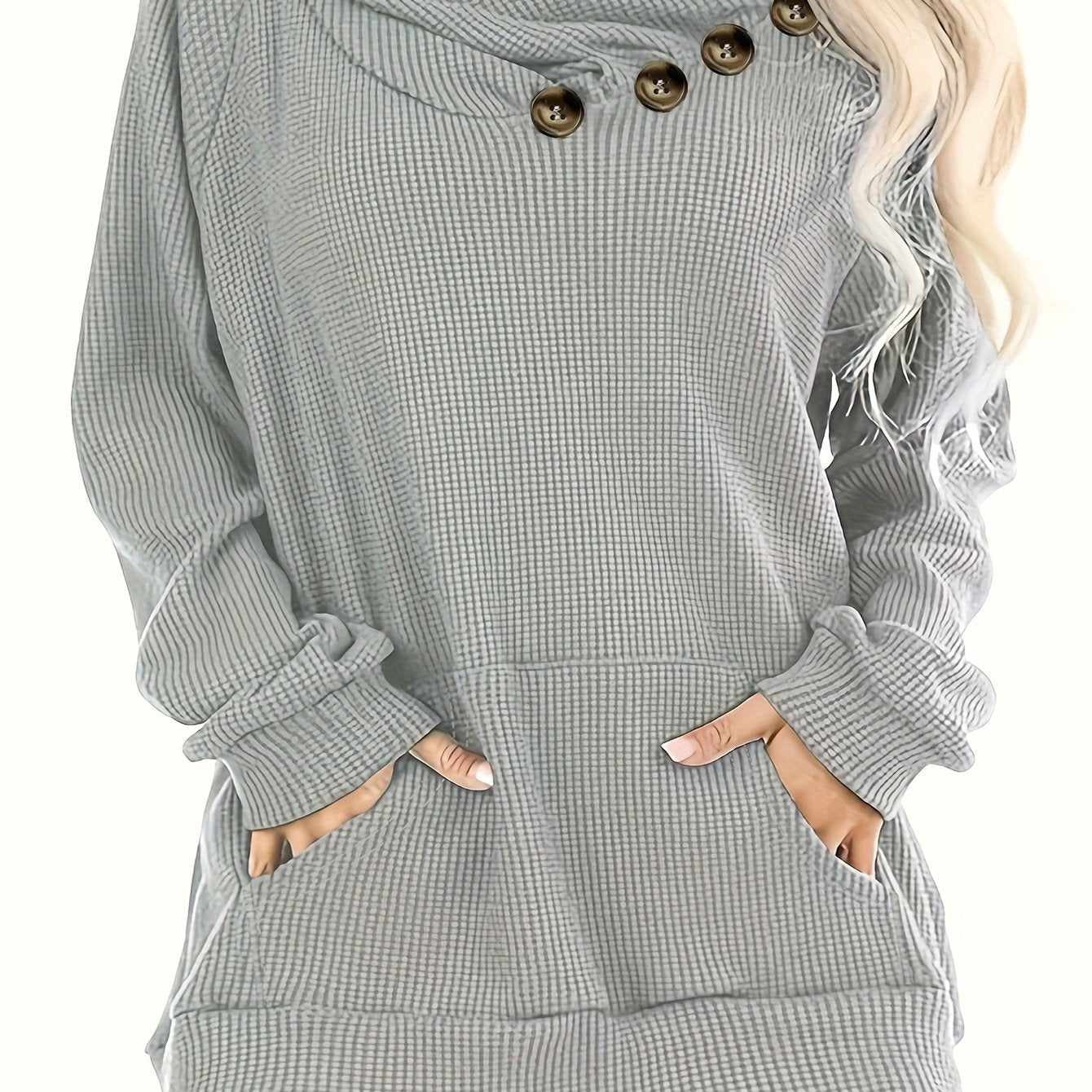 Plus Size Pile Lapel Button-Up Sweatshirt