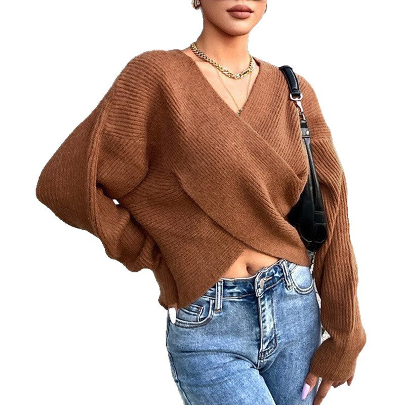British Style Loose Long Sleeve Polyester Knitted Sweater Striped