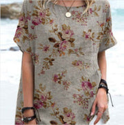 Floral Print Loose Fit Plus‑Size T‑Shirt – Summer Vibes