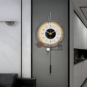 28.3 Inch Modern Wall Clock With Sensor Led Light, Large Decorative Wall Clocks With Pendulum, Unique Lighted Clock Wall Mounted Clock Decor For Bedroom Living Room Office Kicthen Home Decor