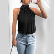 Elegant Floral Halter Turtleneck Romper
