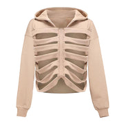 Trendy Skull Print Hooded Sweatshirt & Streetwear Pullover