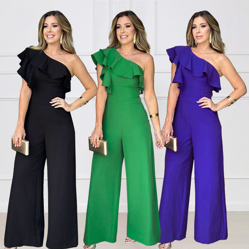 Elegant High-Stretch Loose Straight Women's Jumpsuit