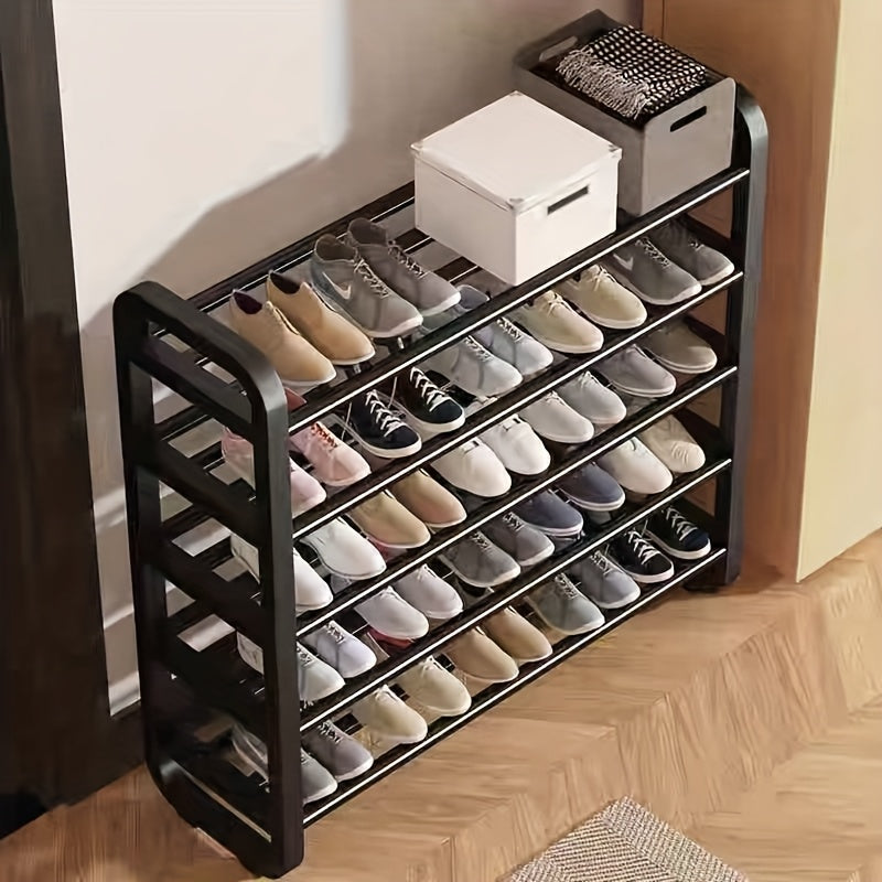 Space-Saving 5-Tier Shoe Rack, Durable, Narrow Design, Multi-Layer Craftsmanship, No Wood, Floor Mount, with Electricity-Free Use for Entryway and Dorm Storage, Living Room Compatible, Shoe Rack St...