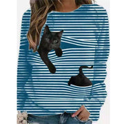 Cute 3D Cartoon Striped Long Sleeve Tee