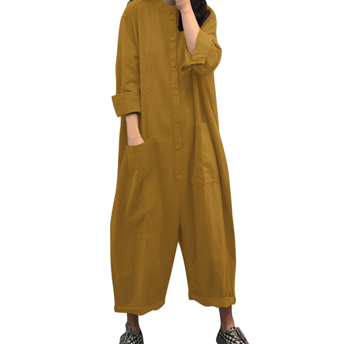 Plus Size Multi-Pocket Utility Jumpsuit for Women