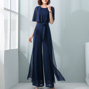 Elegant Ruffle Sleeve Wide-Leg Long Jumpsuit