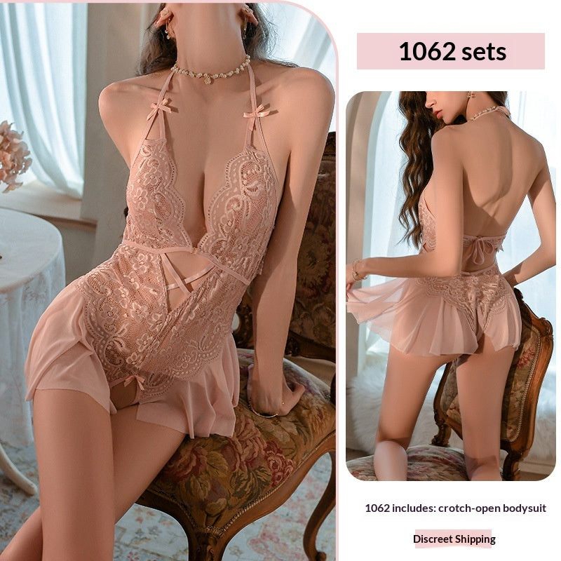 Seductive Lace Halter-Neck Bodysuit