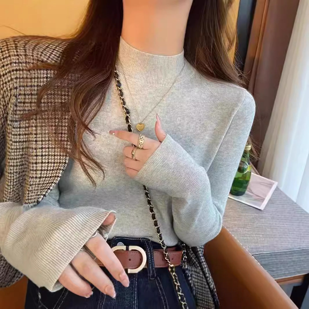 Women's Half Turtleneck Knitwear for Autumn and Winter Layering