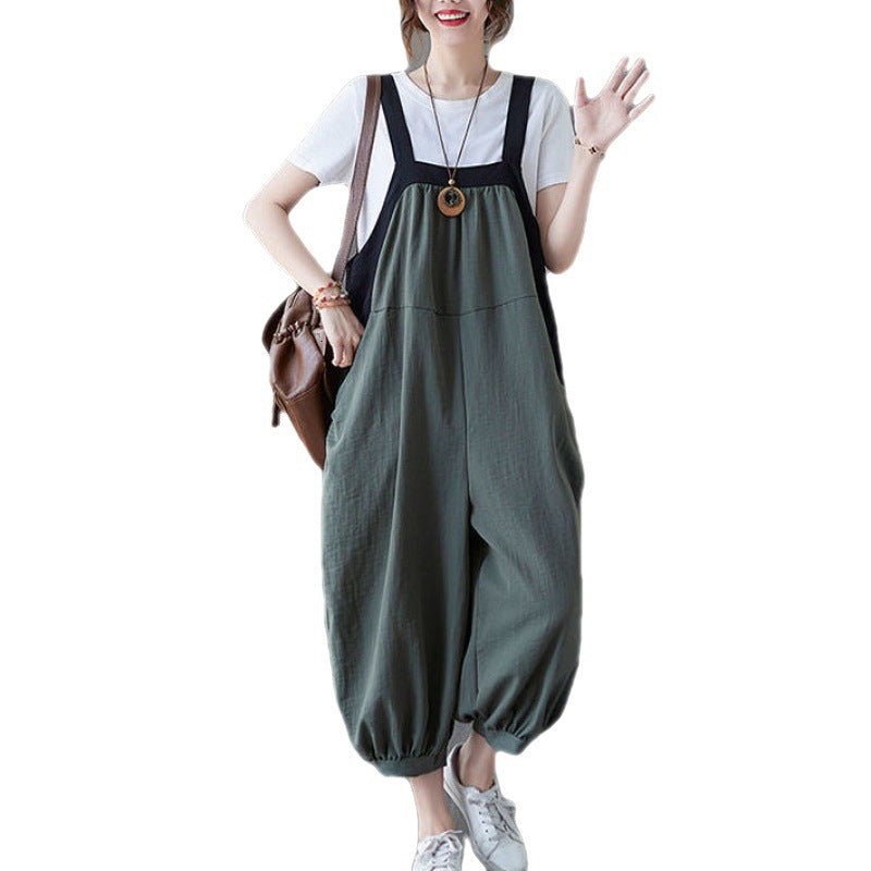 Patchwork Harem Overalls Versatile Jumpsuit