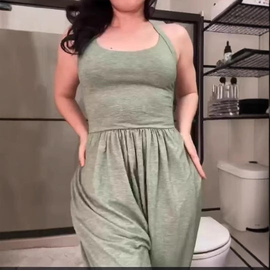 Sexy Lace-Up Sleeveless Hip-Lifting Jumpsuit